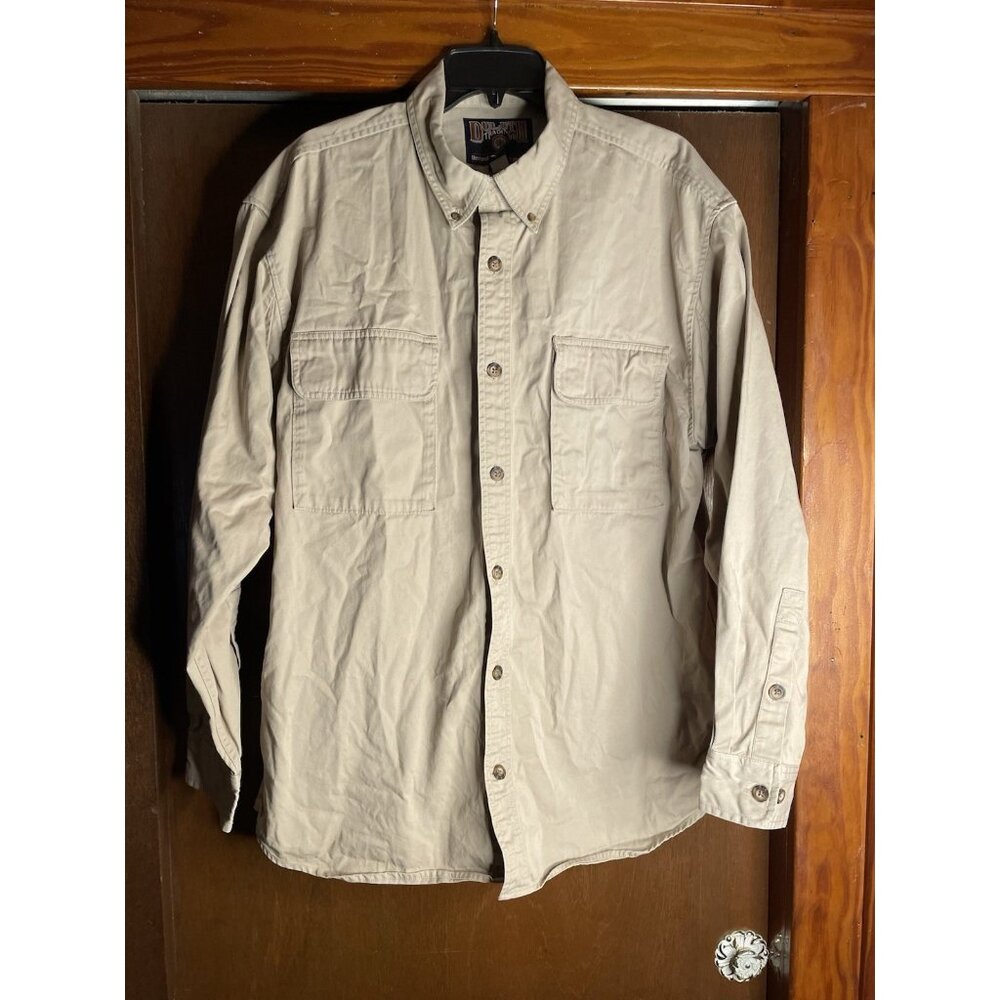 Duluth Trading Men’s Khaki Canvas Button Up Over Shirt/Jacket Size L